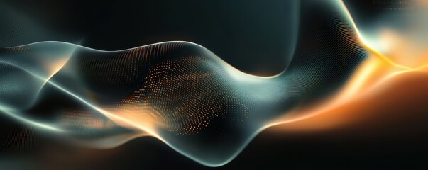 Poster - Colorful dynamic abstract wave with light patterns and dark background
