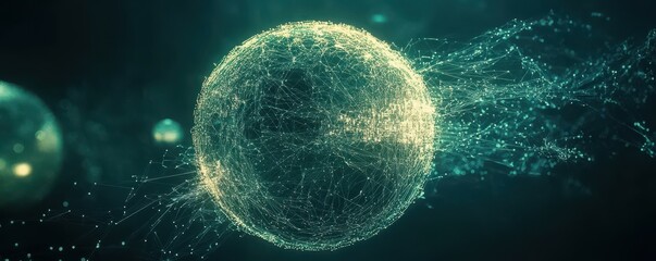 Poster - Glowing orb of interconnected networks in deep space