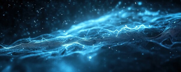 Aufkleber - Digital blue wave: abstract futuristic light pattern