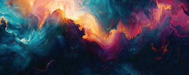 Poster - Vibrant abstract swirl of colorful clouds and waves in dynamic motion