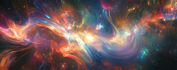 Wall Mural - vibrant cosmic flow of colorful nebulae and stars in space