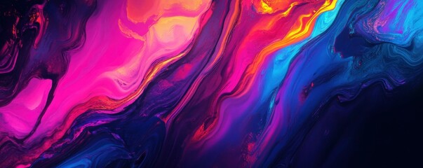 Poster - Vibrant abstract fluid art with bold colors and dynamic swirls
