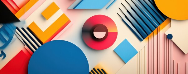Poster - Abstract geometric composition with vibrant shapes and colors