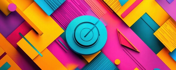 Poster - Vibrant geometric abstract art with colorful shapes and patterns
