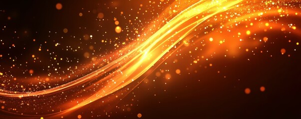 Poster - Glowing abstract firelight swirls with orange sparks on dark background