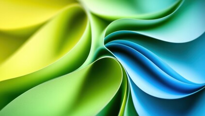 Poster - Abstract background with a blue and green gradient, curved shapes, soft lighting, close-up Generative AI