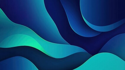 Poster - Abstract background with blue and green shapes, blue sky, curved lines, banner design, simple, minimalistic Generative AI