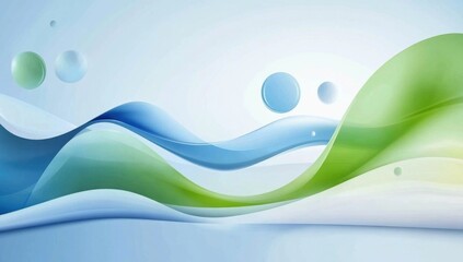 Poster - Abstract background with blue and green shapes, blue sky, curved lines, banner design, simple, minimalistic Generative AI