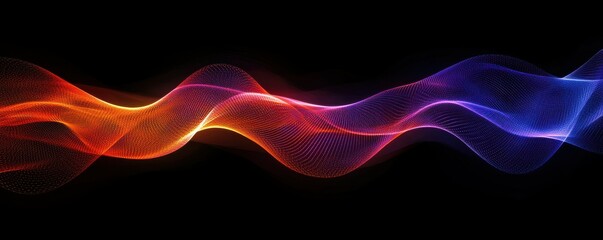 Poster - Vibrant multicolored digital wave pattern with abstract light effects