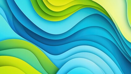 Poster - Abstract background with blue and green shapes, simple shapes, curved lines, gradient from light to dark blue, modern design, smooth curves Generative AI