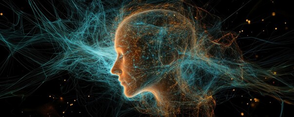 Poster - Abstract visualization of human mind: neural connections and thought networks