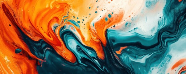 Poster - Vibrant abstract swirl with bold orange and teal fluid motion