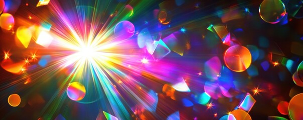 Poster - Vibrant burst of colorful light and sparkling bokeh