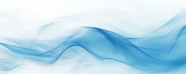 Poster - Abstract blue waves on white background with flowing lines