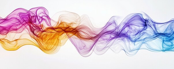 Poster - Colorful abstract smoke pattern with vibrant twisting waves on white background