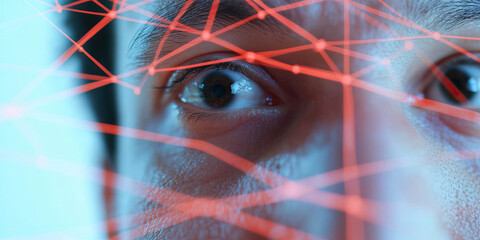 Poster - Human Eye with Superimposed Red Network Grid