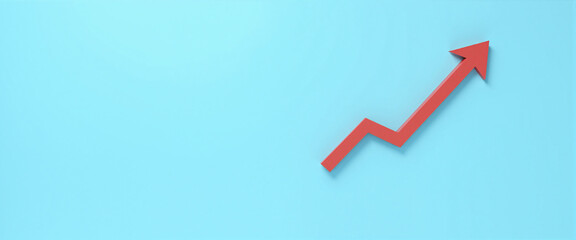 Leadership direction arrow in bold red against a calming blue background symbolizing growth and progress