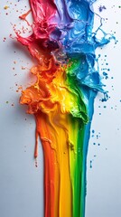 Aufkleber - Rainbow explosion of vibrant colors splashing and dripping on white background