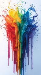 Aufkleber - Rainbow splashing and dripping colors creating vibrant design