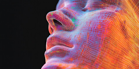 Poster - Digital Wireframe Model of a Human Face