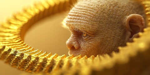 Poster - Profile of Ape-like Creature with Golden Structure