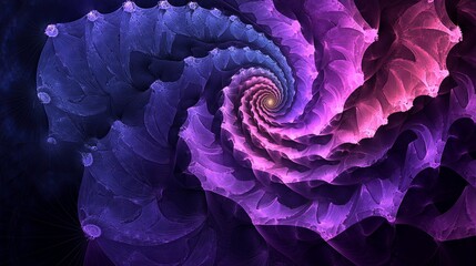 Poster - Vibrant spiral design in shades of purple and blue creates a mesmerizing abstract artwork. Generative AI