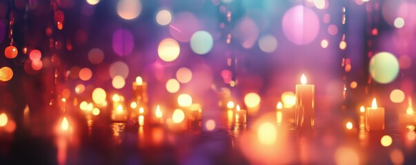Poster - Warm glow of candlelight in a dreamy bokeh background