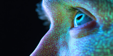 Poster - Human Eye and Face with Overlayed Network Pattern