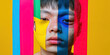© Lila Patel - Portrait of a Person with Multicolored Face Paint and Stripes