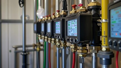 Poster - Electronic control units are displaying real time data and parameters, contributing to efficient process management and automation within the industrial environment