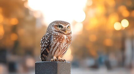 Wall Mural - Little owl sunset park perch wildlife