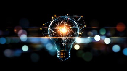 Poster - an abstract light bulb icon overlaid on a blurred background, symbolizing the emergence of new ideas