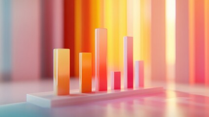 Fototapete - A close-up shot of a D bar chart illustrating sales growth over a quarter, with animated bars rising and detailed labels, capturing the essence of business performance and data visualization.