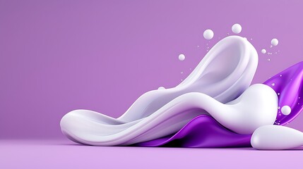 Poster - Abstract 3D render of white and purple liquid splash on purple background.