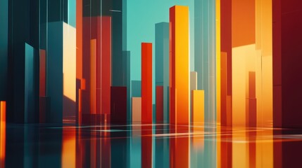 Poster - A creative composition of animated financial bar charts rising dynamically against a sleek digital background, symbolizing economic growth and investment opportunities in a visually striking way.