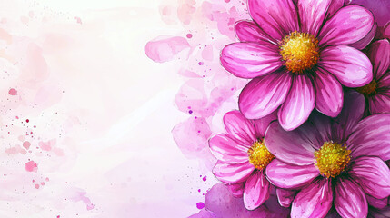 Sticker - Watercolor Pink Flowers: Elegant Floral Painting, Soft Blossom Background, Botanical Art, Nature's Beauty