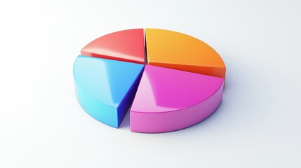 Fototapete - A dynamic D pie chart illustrating survey results, with animated segments expanding and retracting, set against a clean white background to emphasize clarity and engagement in data presentation.