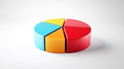 Fototapete - A dynamic D pie chart illustrating survey results, with animated segments expanding and retracting, set against a clean white background to emphasize clarity and engagement in data presentation.