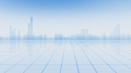 Poster - Cityscape Horizon:  A sleek and modern digital cityscape skyline with a blurred urban landscape.  This abstract, artistic design evokes a sense of futuristic technology and innovation. 