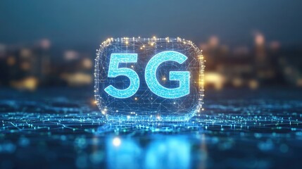 Poster - An abstract blue and white background showcasing G connectivity lines.