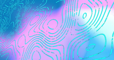 Poster - Abstract blue and pink contour lines image over gradient background