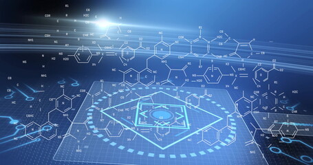 Poster - image of digital data processing over computer circuit board