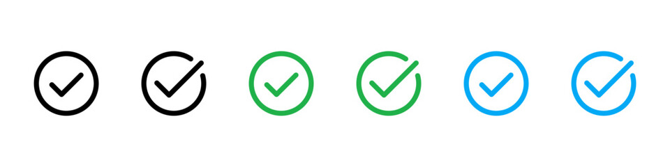 Poster - check mark, tick, done icons set. correct, approved, confirm symbols collection. vector icons