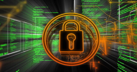 Aufkleber - image of data processing over padlock