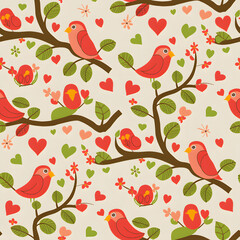 Wall Mural - seamless pattern with birds