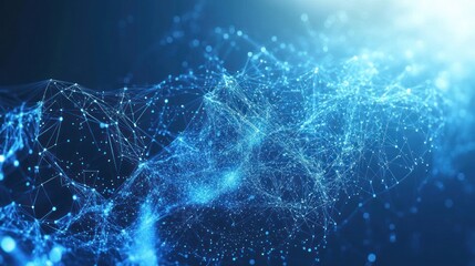 Poster - Abstract Network Connection: Digital Blue Nebula