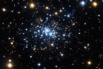 Wall Mural - a vibrant star cluster in deep space, showcasing numerous stars of varying sizes and colors against 