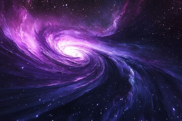 Wall Mural - vibrant purple and blue spiral galaxy swirling in dark space.