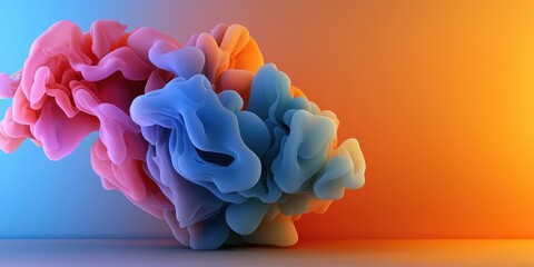 Poster - A colorful, abstract design featuring flowing shapes in pink and blue against a gradient background, creating a dynamic and vibrant visual effect.
