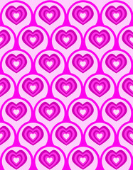 vertical seamless pattern with gradient purple heart motif in curved shapes. perfect for valentine's day or other love themed projects